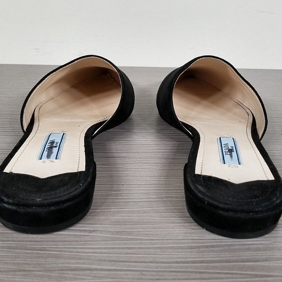 Prada Pointy Toe Mule, Black Suede, Womens Size 5 / 35 - Picture 5 of 10